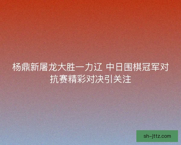 杨鼎新屠龙大胜一力辽 中日围棋冠军对抗赛精彩对决引关注