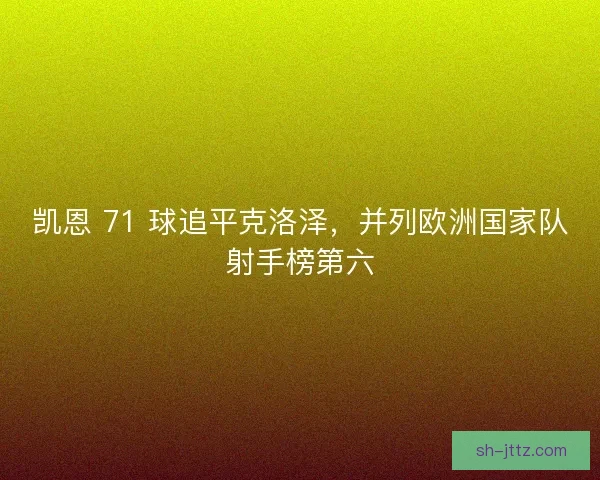 凯恩 71 球追平克洛泽，并列欧洲国家队射手榜第六